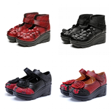 Funki Buys | Shoes | Women's Cute Red Flower Leather Wedges
