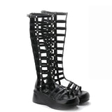 Women's Cut Out Gladiator Sandals - Black - Platform Sandals - 42 B - PU Leather - image 3