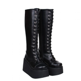 Women's Punk Motorcycle Platform Boots - Black - Punk Boots - 47 B - PU Leather - image 3