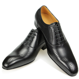 Men's Genuine Leather Brogue Shoes - Black - Men's Formal Shoes - 47 B - Genuine Leather - image 1