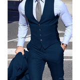 Men's 3 Pcs Formal Grooms Suit Slim Fit - Burgundy - 3 Pcs Suit - 6XL - Polyester - image 11