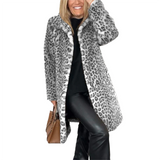 Women's Leopard Print Plush Coat - Gray - Leopard Print Jacket - XXXL - Polyester - image 20