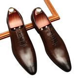 Men's Italian Handmade Oxford Shoes - Brown - C / Oxford Shoes - 45 B - Genuine Leather - image 1