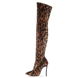 Women's Leopard Print Over-Knee Boots - Beige - Leopard Print Boots - 44 B - PU/Suede - image 7