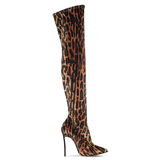 Women's Leopard Print Over-Knee Boots - Beige - Leopard Print Boots - 44 B - PU/Suede - image 8