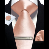Men's 4 Pcs Premium Salmon Pink Tie Set - Salmon Pink - 4 Pcs Necktie Set / THCT-KH08 - One Size - Silk - image 1