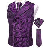 Men's 4 Pcs Formal Floral Tie Vest Sets - Brown - 4pc Tie Set - HT-MJ-0093 - 3XL - Silk - image 37