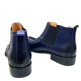 Men's Luxury Real Leather Chelsea Boots - Blue - Dress Boots - 48 B - Genuine Leather - image 2