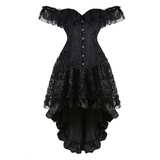 Women's Lace 2 Pcs Corset Skirt Sets - Black - Corset Skirt Set - 6XL - Polyester - image 1