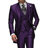 Men's Luxury Formal Wedding Tuxedos 3Pc - Purple - 3 Pcs Suit - 5XL - Polyester - image 4