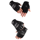 Men's Half Finger Leather Punk Gloves - Black - 1 - Gloves - Adjustable - PU Leather/Polyester - image 13