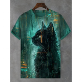 Unisex Cartoon Cat Tee - Yellow - Cat Shirt - 5XL - Polyester - image 5