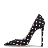Women's Silk Polka Dot Pointed Toe Heels - Black - 1 / 12cm Heel - 46 B - Silk/Leather - image 2