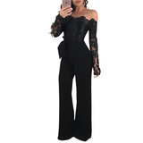 Women's Elegant Lace Evening Pantsuit - Black - Evening Jumpsuit - XXXL - Polyester Spandex - image 33