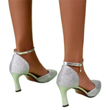 Women's Gold Silver Rose Glitter Shoes - Gold - Formal Sandals - 40 B - PU Leather - image 2