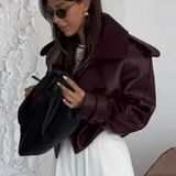 Women's Extra Long Faux Leather Coat - Brown - Long PU Leather Jacket - 5XL - PU leather - image 21