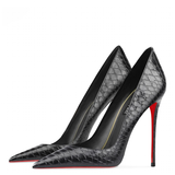 Women's Red Sole Buckled Stilettos - Black - 1 / 12cm Stiletto - 46 B - PU Suede Leather - image 10