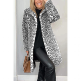 Women's Leopard Print Plush Coat - Khaki - Leopard Print Jacket - XXXL - Polyester - image 11