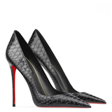 Women's Red Sole Buckled Stilettos - Black Buckled - 1 / 12cm Stiletto - 46 B - PU Suede Leather - image 18