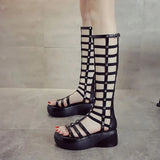 Women's Cut Out Gladiator Sandals - Black - Platform Sandals - 42 B - PU Leather - image 11