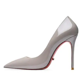 Women's Red Bottom High Heeled Pumps - Grey - 2 / Patent / 10cm - 43 B - Genuine Patent Leather - image 11