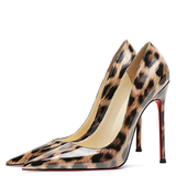 Women's Patent Leopard Red Sole Stilettos - Leopard - 12cm - 46 B - Genuine Patent Leather - image 1
