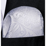 Men's 3 Pcs White Floral Wedding Tie Set - White - 3 Pcs Necktie Set / 0393 - One Size - Polyester/Silk - image 3