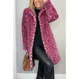Women's Leopard Print Plush Coat - Khaki - Leopard Print Jacket - XXXL - Polyester - image 12