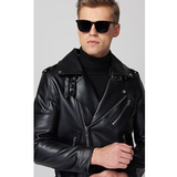 Men's Premium Faux Leather Biker Jacket - Black - Faux Leather Jacket - 5XL - PU Leather - image 5