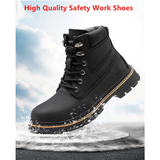 Men's Steel Cap Toe High-Top Work Boots - Black - 48 B - PU Leather - image 22