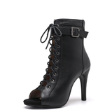Women's High Heel Lace Up Dance Shoes - Black - 1 / K82F Non Slip 9.5cm - 46 B - Leather - image 31