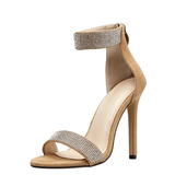 Women's Designer Bling Shimmer Sandals - Apricot - Stiletto Sandals - 43 B - PU Leather - image 24
