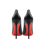 Women's Red Sole Buckled Stilettos - Black Buckled - 1 / 12cm Stiletto - 46 B - PU Suede Leather - image 5