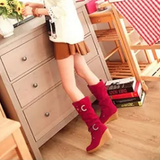 Women's Mid-Calf Suede Wedge Stud Boot - Suede - Brown Camel - 11 B - PU Suede Leather - image 19