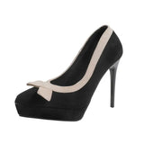 Women's Suede Bow Tie Platorm Heels - Black - 12cm Heel - 42 B - PU Suede Leather - image 5
