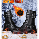 Men's Leather Lace Up Buckle Strap Boots - Black - Biker Boot - 45 B - Genuine Leather - image 25