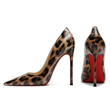 Women's Patent Leopard Red Sole Stilettos - Leopard - 12cm - 46 B - Genuine Patent Leather - image 8