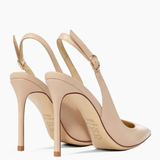 Women's Elegant Luxury Slingback Pumps - Beige - 1 / 10cm Stiletto - 43 B - PU Leather - image 4