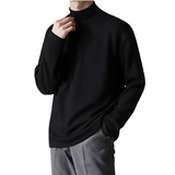 Men's Thin Lightweight Mock Turtleneck - Black - Lightweight Sweater - 4XL - Polyester - image 1