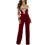 Women's Elegant Lace Evening Pantsuit - Red/Gold - Evening Jumpsuit - XXXL - Polyester Spandex - image 31