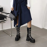 Women's Chunky Mid-Calf Buckle Boot - Black - Buckle Boots - 43 B - PU Leather - image 5