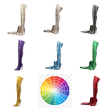 Women's Snake Print Cloth Long Boots - Apricot - Snake Print - 45 B - Plush Stretch Material - image 18