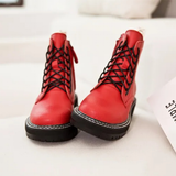 Women's Real Leather Lace Up Ankle Boots - Black - 2 / Fur - 45 B - Leather - image 17