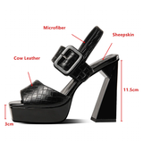 Women's Leather Platform Summer Sandal - Black - 1 / Platform Sandals - 9 B - Genuine Leather - image 8