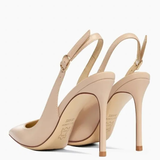 Women's Elegant Luxury Slingback Pumps - Beige - 1 / 10cm Stiletto - 43 B - PU Leather - image 6