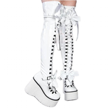 Women's Butterfly Bow Over the Knee Boots - Black - Boots - 46 B - PU Patent Leather - image 11