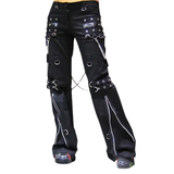 Women's Men's Y2k Punk Rivet Chain Pants - Black - Punk Pants - 37 - Polyester - image 1