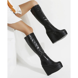 Women's High Luxury Gothic Platform Boots - Black - 1 / Lace Up - 10 B - PU Leather - image 34