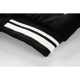Men's Varsity Stand Collar Bomber Jacket - Black - Bomber Jacket - 4XL - PU Leather - image 17