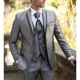 Men's Luxury Formal Wedding Tuxedos 3Pc - Silver Gray - 3 Pcs Suit - 5XL - Polyester - image 19